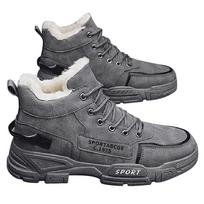 Men Snow Boots Fur Lined Ankle Booties Non-slip Thermal Warm Boots For Outdoor Hiking Trekking Walking 39
