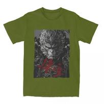 Vintage Black Myth Wukong New Game T-Shirt Men Women Crew Neck Cotton Mythology Short Sleeve Tee Shirt Classic Tops S armijos žalia spalva