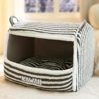 Dog Autumn Winter Striped Small Ears Yurt Kennel Cat Warm Cat Nest Deep Sleep Tent Pet Nest S