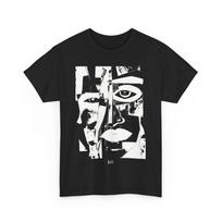 230 Gsm 100% Cotton Mad 006 Techno Tee Shirt Faces Collage Minimalist Aesthetics Photocopy And Line Art Shirt In 3 Colorways XXS juoda