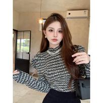 2024 Autumn Korean Palace-Style Puff Sleeve Slim Fit Top Large