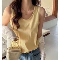 Spring And Summer All-match Loose And Lazy Style Bottoming Can Be Worn With A Small Camisole On The Outside, Women's Sleeveless Blouse On The Inside L smėlis