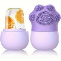 Ice Roller for Face Beauty Ice Roller With Cosmetic Brush Scrubber Mat Pad Cleaning Tool Skin Care Tools Perfect Gift for Women violetinė