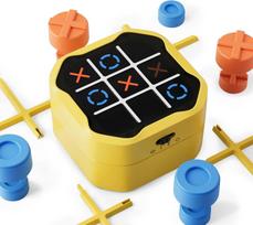 Tic-tac-toe bolt toy, original 3-in-1 handheld puzzle console, portable travel game suitable for in-car use, board game for children and adults black