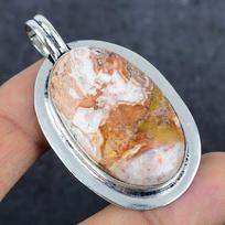 Laguna Lace Agate Gemstone 925 Sterling Silver Jewelry Pendant 2.25  s8Q48