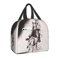 Western Cowboy Rodeo Horse Cowhide Cow Print Lunch Bag Resuable Cooler Thermal Insulated Lunch Box for Women School Work Picnic 22x20x13CM smėlis