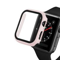 Glass+case For Apple Watch Serie 6 5 4 3 SE 44mm 40mm iWatch Case 42mm 38mm Bumper Screen Protector+cover Apple Watch Accessorie Series 4 5 6  44MM šviesiai rausvos spalvos