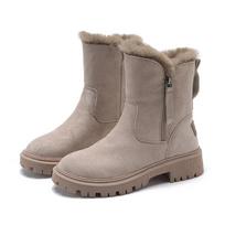 2024new winter fur integrated snow boots for women with plush casual short boots classic special price non-slip big cotton shoes 35 abrikosas
