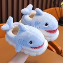 Luxury and Cute Cartoon Shark Cotton Slippers Warm and Fury Slippers Thickened Anti slip Headband Heel Plush Slippers 36-37
