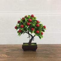 Dirbtinių vaisių vazoninis medis Bonsai Svetainės stalo dekoracija Valgomojo žalias augalas Netikėtų gėlių dekoracija 25cm x 22cm vyšnia