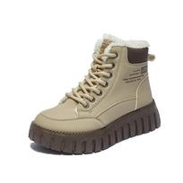 Britiško stiliaus retro aukštakulniai sniego batai moterims 2024 žiemos nauji populiarūs universalūs pliušiniai ir stori medvilniniai batai Zapatos Mujer 35 chaki
