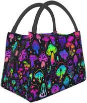 Hallucination Mushrooms Lunch Bag Portable Large Insulation Tote Cooler Cooling Box 28x17x16CM tamsiai pilka spalva