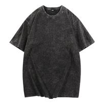 Used Short Sleeved Pure Cotton T-shirt Wax Printed Retro Loose Round Neck Short Sleeved Shirt XXL juoda