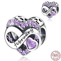 100% 925 Silver Birthstone Heart New Design Bead Fit Original Charms Bracelet Women Jewelry Diy Gift Bracelets gray