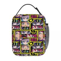 Insulated Lunch Tote Bag Tokyo Anime Girl Kawaii Girlish Eyes Accessories Harajuku Street Food Box Unique Design Cooler Thermal 26x21x11CM smėlis