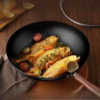 Hammer Patterned Wok Without Coating Household Wok Vegetable Wok Old-fashioned Hand Forged Non Stick Wok Round Bottomed Wok 30cm