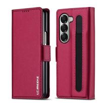Verslo odinis dėklas Samsung Z Fold 6 5 4 3 Fold6 Fold5 Fold4 Fold3 5G telefonams su rašiklio laikikliu, pinigine, kortelių skyriumi, atverčiamas telefono dėklas For Samsung Galaxy Z Fold5