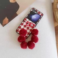 Wrist Strap Cute Bobbles PU Leather Phone Case for Samsung Galaxy Z Flip 6 5 4 3 5G Hinge Protection Shockproof Cover For Samsung Galaxy Z Flip6