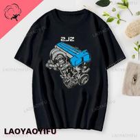 Japan Car 2JZ Engine Turbo Tuning JDM Printing T-Shirt Summer Fashion Casual Cotton O-Neck Mens Tshirt Personality Mans Clothing XXXXL