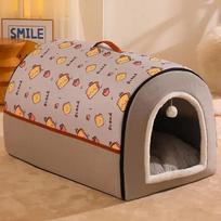 Warm Winter Dog Kennel Detachable Washable Dog Bed Deep Sleep Tent for Medium and Large Dogs House Mat Pet Supplies S 35X30X30CM šokoladas