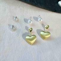 New Fashion Contracted Heart Pearl Fine Earrings Joker Sweet Elegant Temperament Women Wedding Earrings Jewelry Gifts auksas