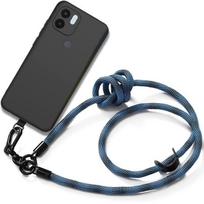 Coque - E.F.CONNECTION - Pour Xiaomi Redmi A1 Plus/A2 Plus - Silicone Noir - Cordon Amovible Bleu - Antichoc