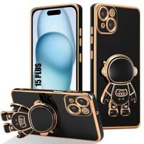 Case for iPhone 15 Plus - Shockproof Silicone Protection - Astronaut Design - Black - Flexible - TPU