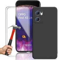 Silicone Case - OPPO - Find X5 Lite - Black Protection - 2 Tempered Glasses - Flexible