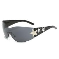 Pentagram Sunglasses Y2K Rimless One-Piece Sunglasses Large Frame Hip-Hop Street Shot Personalized Sunglasses Regular