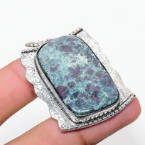 Ruby in Fuchsite Ethnic 925 Sterling Silver Jewelry Pendant 1.97  N3h63
