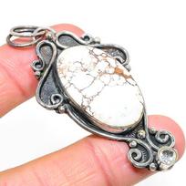 Wild Horse, White Topaz 925 Sterling Silver Jewelry Pendant 2.72  U2Y21