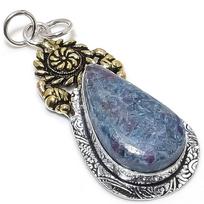 Ruby in Fuchsite Ethnic 925 Sterling Silver Jewelry Two Tone Pendant 2.40  s9j89