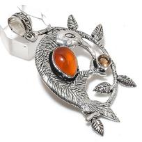 Carnelian, Topaz Handmade 925 Sterling Silver Jewelry Pendant 2.56  p5S87