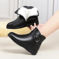 Fur Women's Boots Non-slip Mom Cotton Shoes Warm Ladies Ankle Boots Zip Platform Casual Shoes High Quality Women Shoes New Botas 35