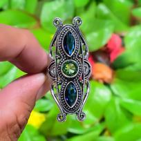 London Blue Topaz Handmade 925 Sterling Silver Gift Ring Size 10 E4H12