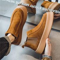 Shoes men's autumn Hong Kong style high-top board shoes thick-soled one-pedal retro casual versatile outdoor daily comfortable board shoes 39 chaki