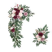 Wedding Arrangement Two-Piece Arch Flower Welcome Flower Area Wedding Arch Door Banquet Style Dining Table Decoration Simulation Flower raudona