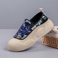 2024 Summer New Sparkling Breathable Lazy Women's Shoes Thick Bottom Anti slip Thick Bottom Loafer Shoes for Women 40 juoda