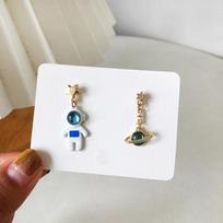 Creative Cute Design Universe Planet Star Astronaut Tassel Drop Earrings For Women Girls Hollow Circle Crystal Pendant Jewelry A