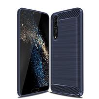 Minkštas silikoninis dėklas, skirtas Huawei P20 Pro, atsparus smūgiams, anglies pluošto telefono dėklas, skirtas p20pro, prabangūs šlifuotos tekstūros dėklai P20 Pro mėlyna