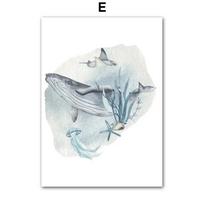 Underwater Sea Creatures Nursery Wall Art Whale Shark Octopus Turtle Canvas Prints for Baby  Kids Room Decor  Posters  Pictures 21cm×30cm NoFrame