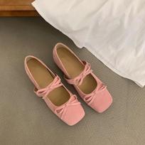French inner height increase double bow ballet single shoes women's spring and autumn 2025 new skirt shoes 34 rožinė