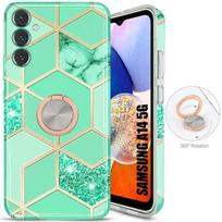 Case - BOOLING - for Samsung Galaxy A14 4G 5G - Soft Silicone - 360° Rotating Ring Stand - Turquoise turkis