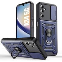 Case for Samsung Galaxy A34 5G Navy Blue Shockproof Hard Bumper with Back Stand and Camera Protection mėlyna