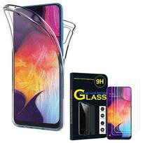 360° Silicone Case - TRANSPARENT - Samsung Galaxy A50 SM-A505F - Full protection - 3x Tempered Glass skaidri
