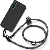 Protective Case - BOOLING - Samsung Galaxy S22 - Black Silicone - Shockproof - Removable Lanyard pilka