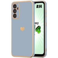 Case - BOOLING - for Samsung Galaxy A14 4G-5G - Liquid Silicone - Shockproof Protection - Heart Pattern mėlyna