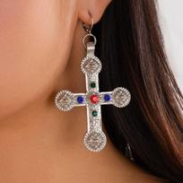 Punk Style Cross Pendant Necklace with Personalized Diamond and Alloy Design