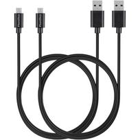 2-Pack Cables for Sony MDR-HW700DS/MSR-XB50BS/MDR-XB650BT/MDR-XB70BT - 1 Meter Black Micro USB Cable Phonillico juoda