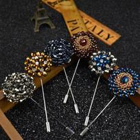 Fashion Crystal Flower Men's Brooches Long Brooch Pins Handmade Men's Lapel Pin for Suits Rhinestone Men Fashion Jewelry M1